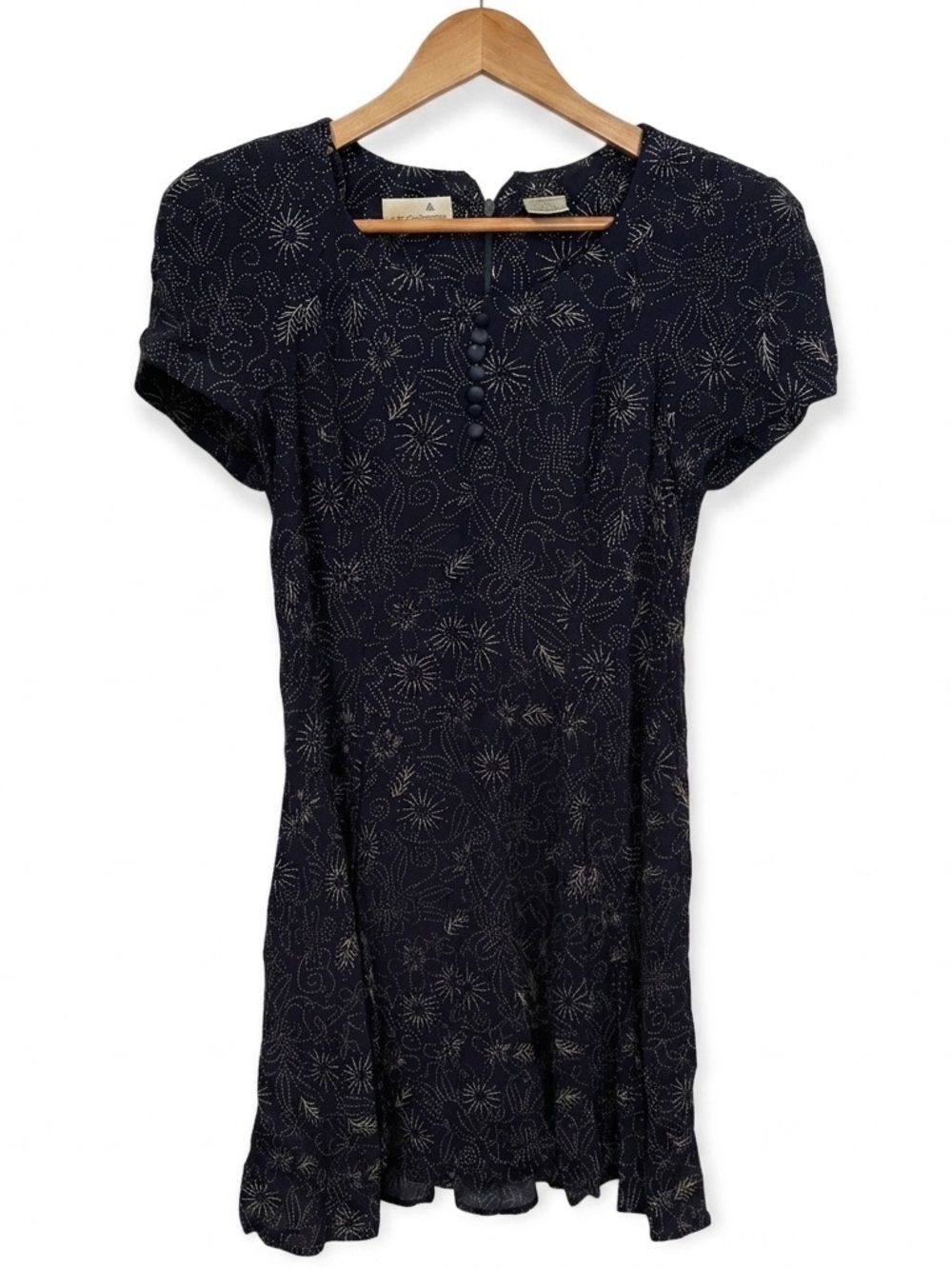 Vintage Liz Claiborne Dark Blue Floral Dress Size P4